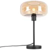 Luxusní art deco stolní lampa černá s jantarovým sklem - Bizle