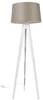 Moderní bílá stojací lampa s taupe stínítkem 45 cm