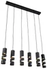 Moderní černá závěsná lampa s 6 zdroji - Stream