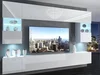 Moderní nástěnná skříňka Belini 300 cm v bílém lesku s unikátním designem