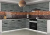 Moderní šedá kuchyňská linka Belini 420 cm s pracovním stolem Glamour Wood
