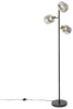 Moderní stojací lampa Zuzanna s kouřovým sklem a zlatými detaily