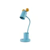 Modrá stolní lampa s kovovým stínidlem