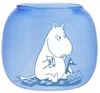 Modrý skleněný svícen Moomin
