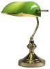 Mosazná stolní lampa s zeleným sklem