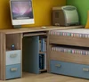 NELLORE 2 – Studentský rohový PC stůl, dub sonoma / modrá, 5 let záruka