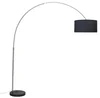 Ocelová oblouková lampa s látkovým stínítkem XXL černá