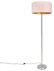 Ocelová stojací lampa s růžovým stínítkem 50 cm