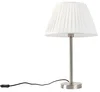 Ocelová stolní lampa s plisovaným bílým stínítkem 35 cm