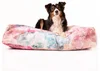 Ortopedický pelíšek pro psy s paměťovou pěnou a květinovým potahem – růžový, velikost L (120x100x30 cm)