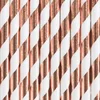 Papírová brčka s proužkovým motivem rose gold, 19,5 cm