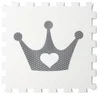 Pěnové puzzle podlahy Minideckfloor s korunkou, bílá a šedá, 340×340 mm
