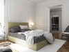 Postel CESMIN 180x200 cm – šedá s vzorem / krémová ekokože