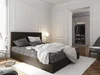 Postel CESMIN 180x200 cm – šedá se vzorem a hnědá ekokůže