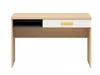 Psací stůl CASCADES 120 cm – dub nagano, unigranit, bílý lesk, žluté akcenty