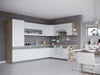 Rohová kuchyně Ruthin 290 × 210 cm – bílý lesk a grafit mat