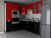 Rohová kuchyňská linka Milenium Falco – červený a černý lesk (MDR)
