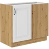 Rohová spodní skříňka Stipe 105-DN-1F-BB – bílá/dub artisan