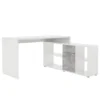 Rohový PC stůl NOE NEW – bílá / beton, 135 × 135 cm