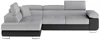 Rozkládací rohová sedačka MENDON 18 – levé provedení, světle šedá látka / černá ekokůže