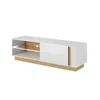 RTV stolek CITY 138 cm – bílá, dub Grandson, bílý lesk