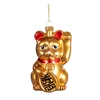 Ručně vyrobená skleněná vánoční ozdoba Lucky Cat 11 cm