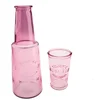 Růžová skleněná karafa se sklenicí 800 ml