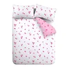 Růžovo-bílé krepové povlečení 200x200 cm srdíčka