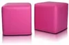 Růžový sedací vak taburetka kostka z ekokůže