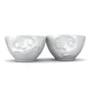 Sada 2 bílých porcelánových misek s veselým motivem 200 ml
