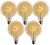 Sada 5 stmívatelných LED žárovek E27 G125 zlaté spirálové vlákno 4W