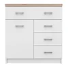 SANGIR Komoda 1D4S 80x85x33 cm – bílá/dub sonoma