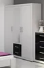 Šatní skříň MOLTENO 3D, bílá/černý lesk