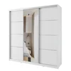 Šatní skříň NEJBY BARNABA 200 cm s posuvnými dveřmi, zrcadlem a 4 šuplíky – bílá