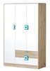 Šatní skříň NIKO 3-dveřová dub jasný/bílá/tyrkys