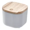 Šedý dřevěný úložný box s víkem 9x9 cm