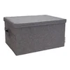 Šedý látkový úložný box s víkem 34x45x25 cm