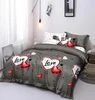 Srdíčková sada povlečení Polycotton šedá 200x140/90x70 cm