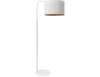 Stojací lampa Vespillo bílá s látkovým stínidlem