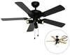 Stropní ventilátor Mistral s černým kovovým a dřevěným designem