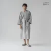 Světle šedý župan Honeycomb L/XL Linen Tales