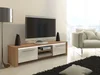 TV stolek ZARKENT – dub sonoma / bílý lesk, 5 let záruka