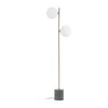 Zeleno-zlatá stojací lampa Lonela s skleněným stínidlem