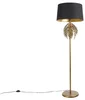 Zlatá stojací lampa s černým bavlněným stínítkem 145 cm