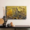 Žlutohnědá abstrakce na plátně 45 × 70 cm