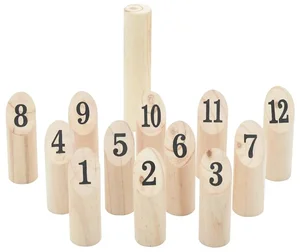 13dílná dřevěná hra Kubb s čísly a přenosným vakem