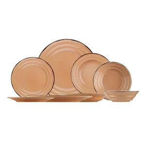 24dílná sada oranžového porcelánu Kütahya Porselen