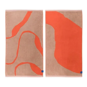 2dílná sada ručníků Nova Arte 50×90 cm – Bio bavlna, oranžovo-světle hnědé