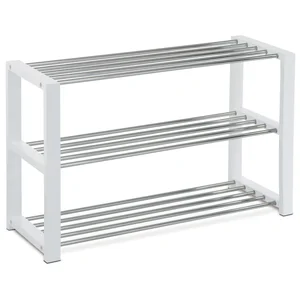 3-polícový botník QUINCY 12 – chrom/bílá