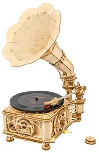 3D Dřevěný Mechanický Gramofon - RoboTime
